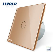 Livolo EU Standard VL-C701B-13 110~250V Touch Screen Smart Wall Door Bell Switch With Gold Crystal Glass Switch Panel
